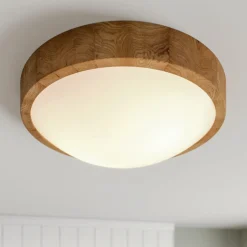 Envostar plafondlamp Kris, Ø 37 cm, eikenhout naturel