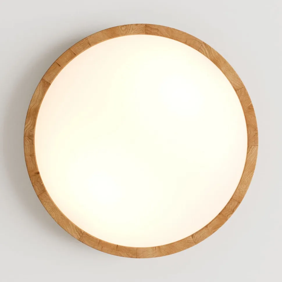 Envostar plafondlamp Kris, Ø 37 cm, eikenhout naturel