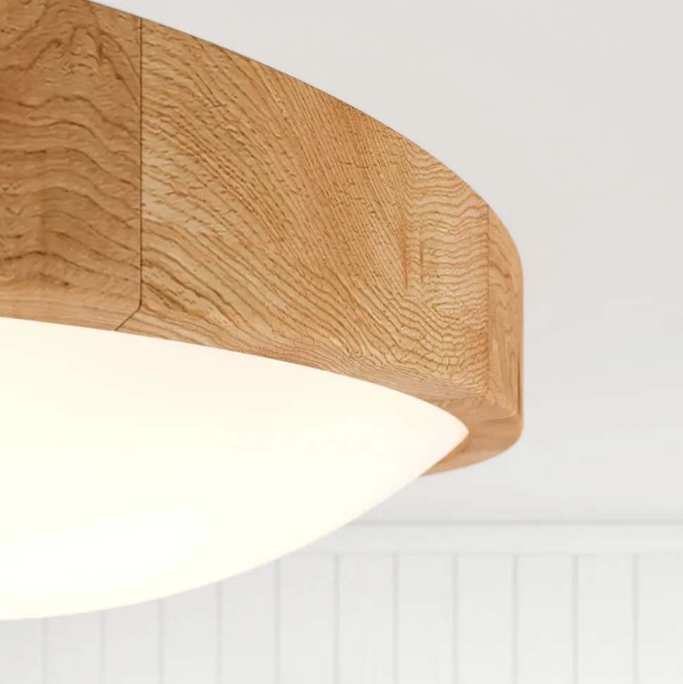 Envostar plafondlamp Kris, Ø 37 cm, eikenhout naturel