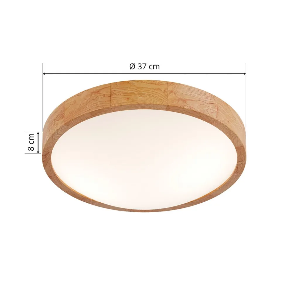 Envostar plafondlamp Kris, Ø 37 cm, eikenhout naturel