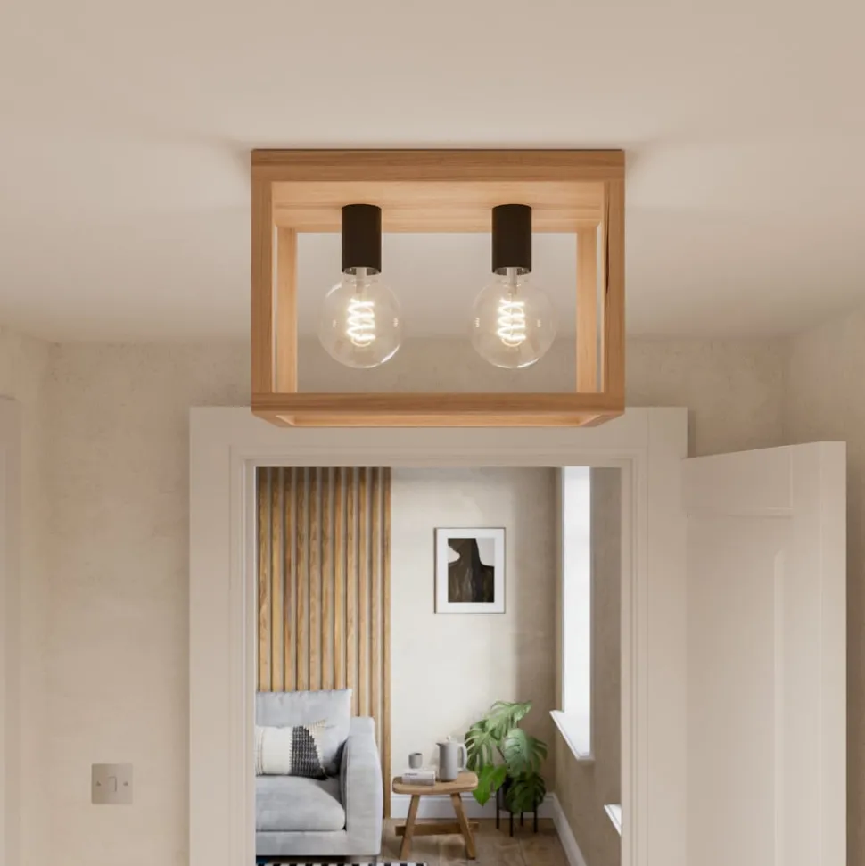 Envostar Rowan eiken plafondlamp, 2-lamps