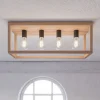Envostar Rowan plafondlamp, eiken, hoekig, 4-lamps