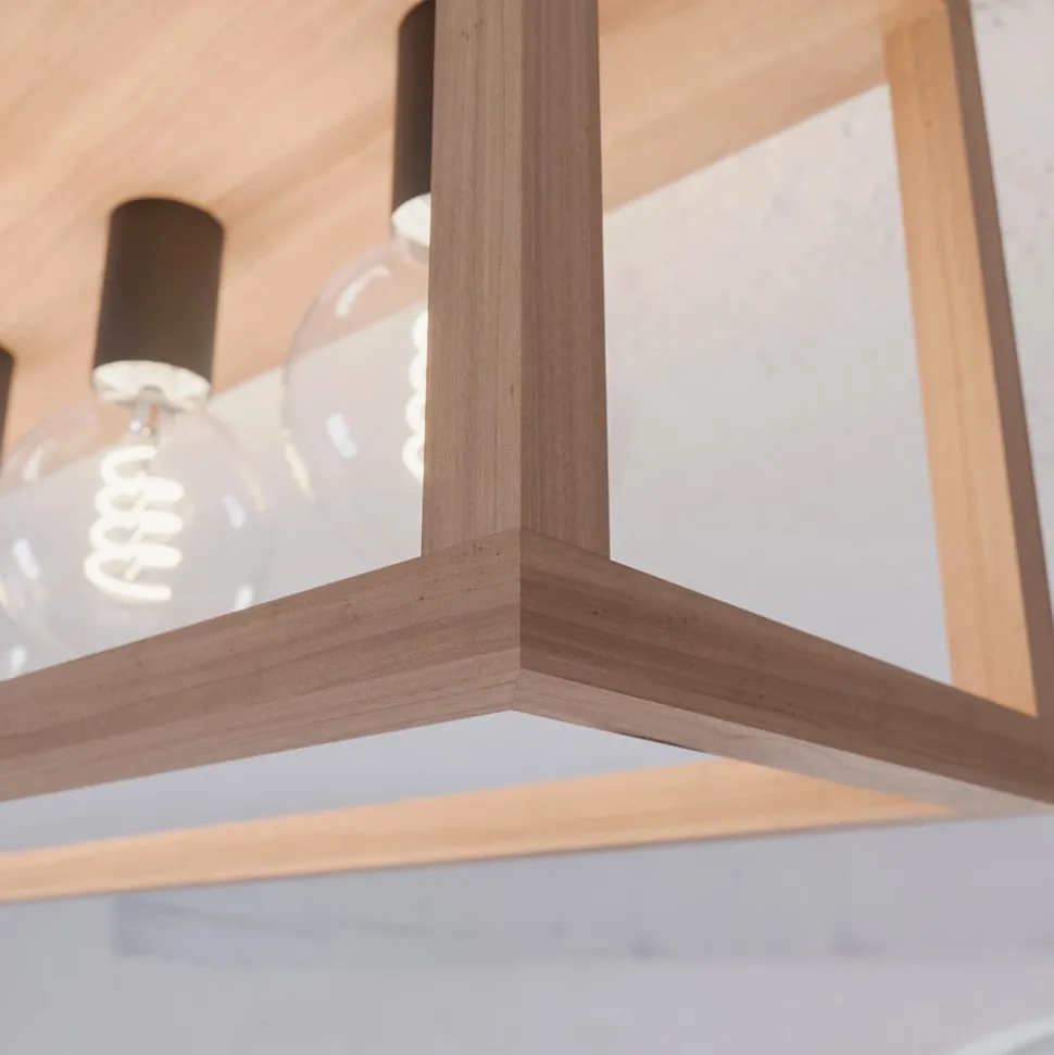 Envostar Rowan plafondlamp, eiken, hoekig, 4-lamps