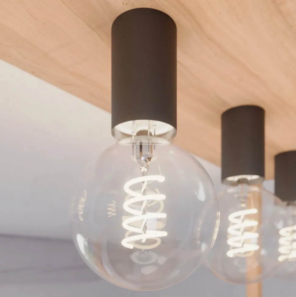 Envostar Rowan plafondlamp, eiken, hoekig, 4-lamps