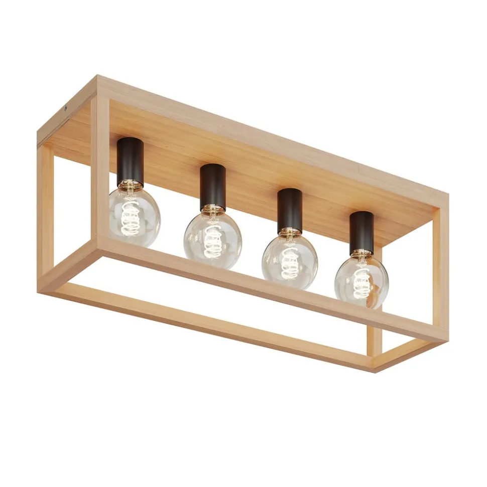 Envostar Rowan plafondlamp, eiken, hoekig, 4-lamps