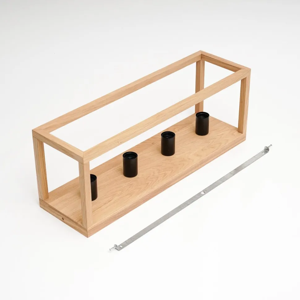 Envostar Rowan plafondlamp, eiken, hoekig, 4-lamps