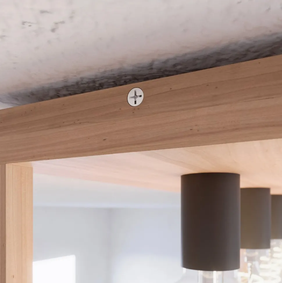 Envostar Rowan plafondlamp, eiken, hoekig, 4-lamps