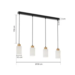 Envostar Talia hanglamp, eiken/wit, 4-lamps