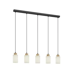 Envostar Talia hanglamp, eiken/wit, 5-lamps