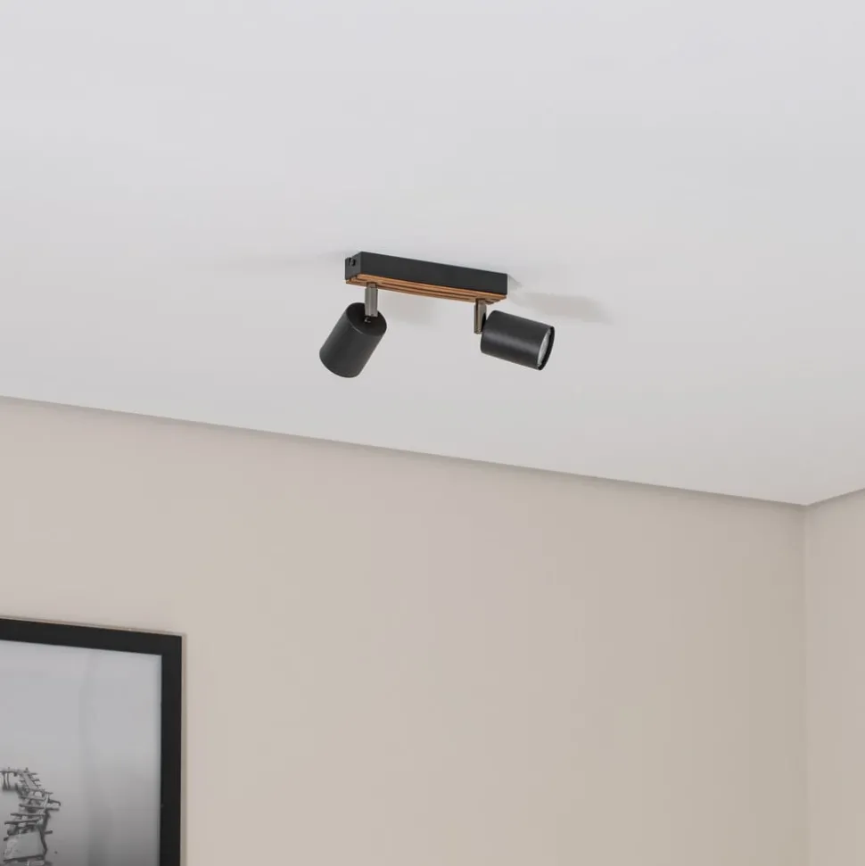 Envostar Tino plafondspot 2-lamps zwart/hout
