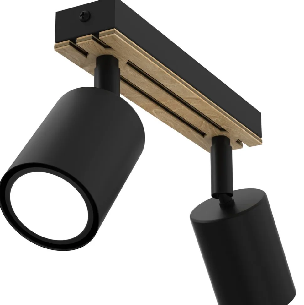 Envostar Tino plafondspot 2-lamps zwart/hout