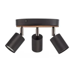 Envostar Tino plafondspot 3-lamps rond zwart/hout