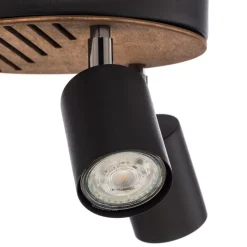 Envostar Tino plafondspot 3-lamps rond zwart/hout