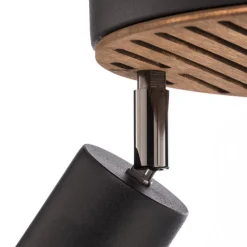 Envostar Tino plafondspot 3-lamps rond zwart/hout