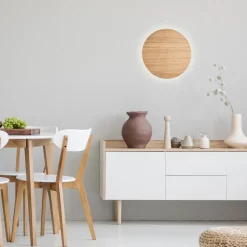 Envostar wandlamp Rito, licht hout, Ø 30 cm