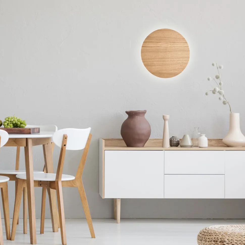 Envostar wandlamp Rito, licht hout, Ø 30 cm