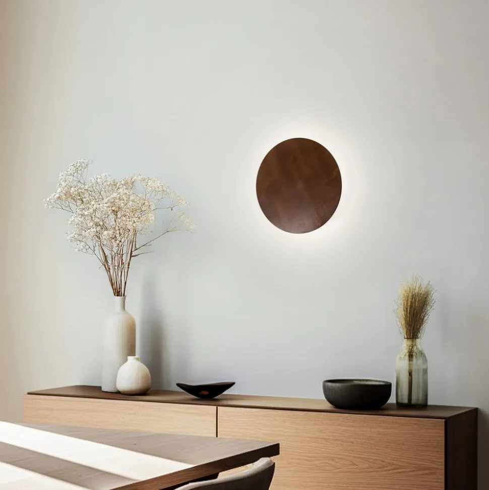 Envostar wandlamp Rito, walnoot, Ø 40 cm