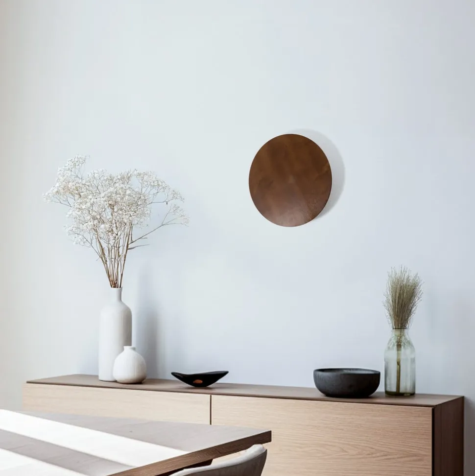 Envostar wandlamp Rito, walnoot, Ø 40 cm