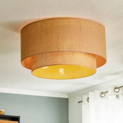 Euluna Boho jute plafondlamp naturel bruin Ø60cm