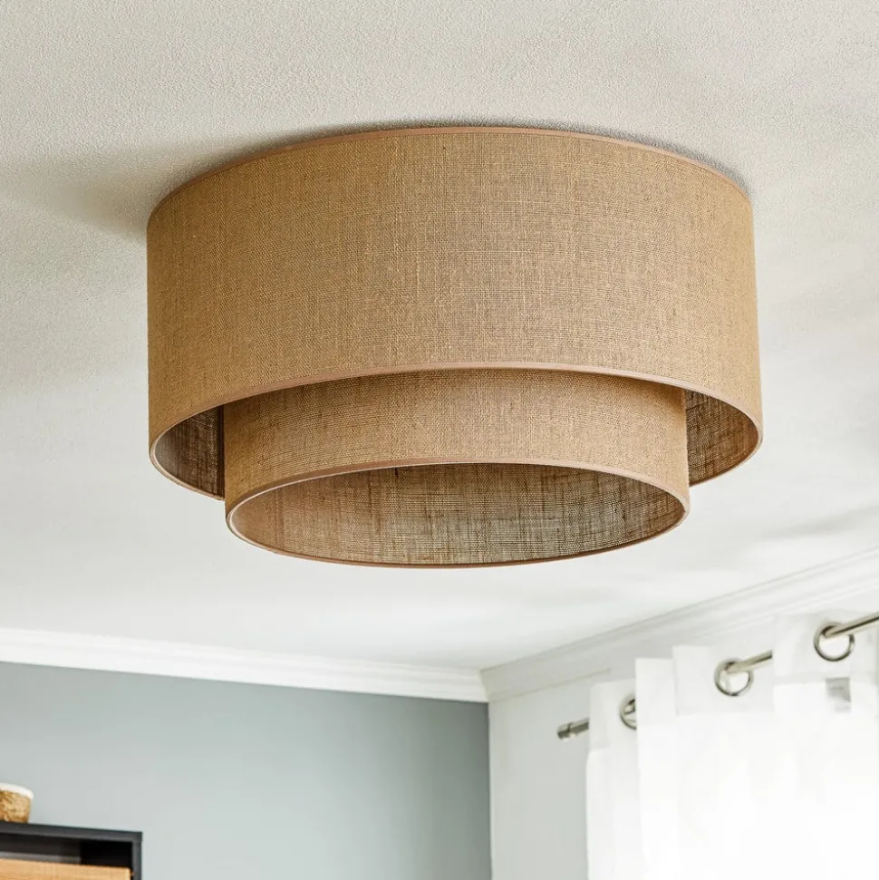 Euluna Boho jute plafondlamp naturel bruin Ø60cm