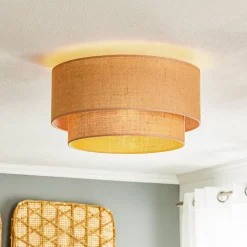 Euluna Boho jute plafondlamp naturel bruin Ø45cm