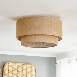 Euluna Boho jute plafondlamp naturel bruin Ø45cm