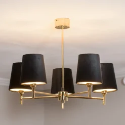 Euluna kroonluchter Nita, zwart/goud, 5-lamps