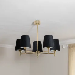 Euluna kroonluchter Nita, zwart/goud, 5-lamps