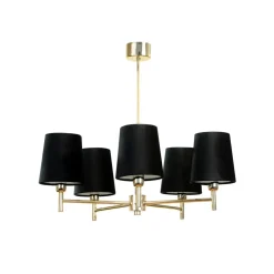 Euluna kroonluchter Nita, zwart/goud, 5-lamps