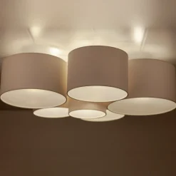 Euluna Lodge plafondlamp, 6-lamps, beige