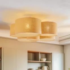Euluna Lodge plafondlamp, 6-lamps, jute