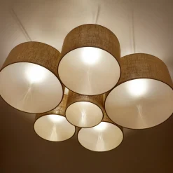 Euluna Lodge plafondlamp, 6-lamps, jute