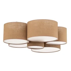 Euluna Lodge plafondlamp, 6-lamps, jute
