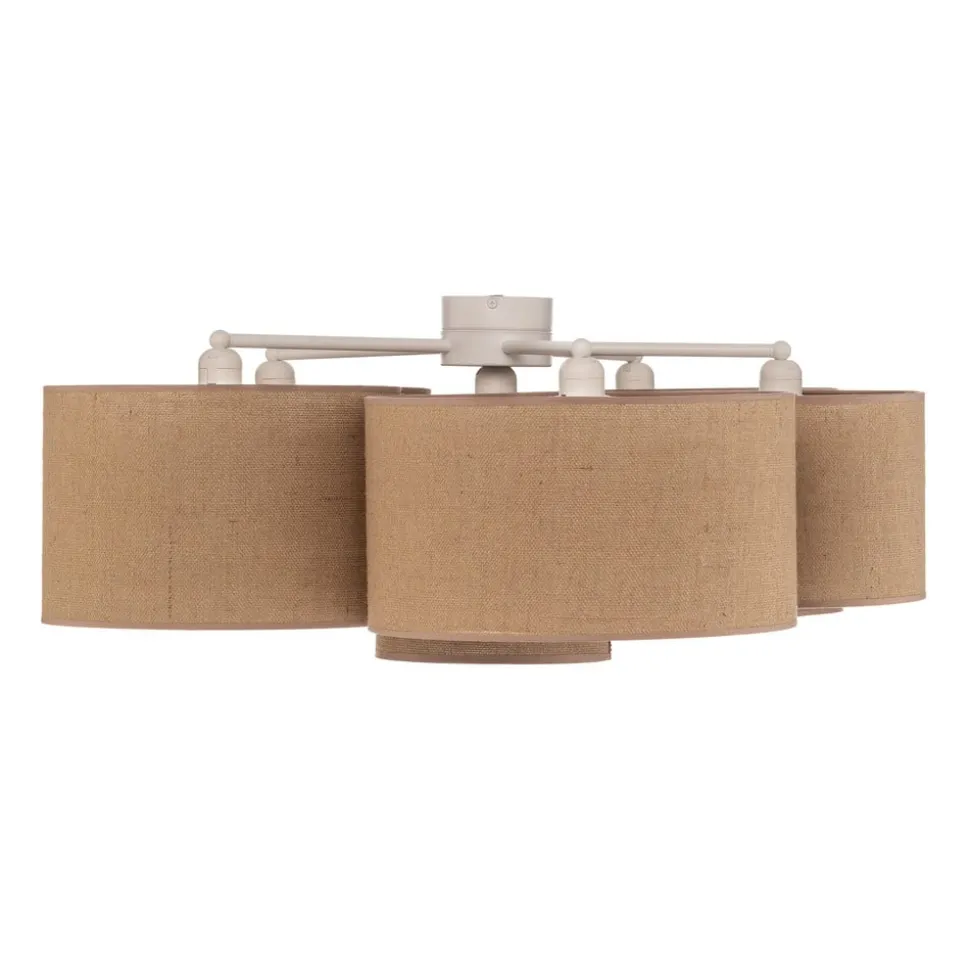 Euluna Lodge plafondlamp, 6-lamps, jute