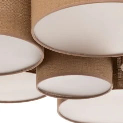 Euluna Lodge plafondlamp, 6-lamps, jute