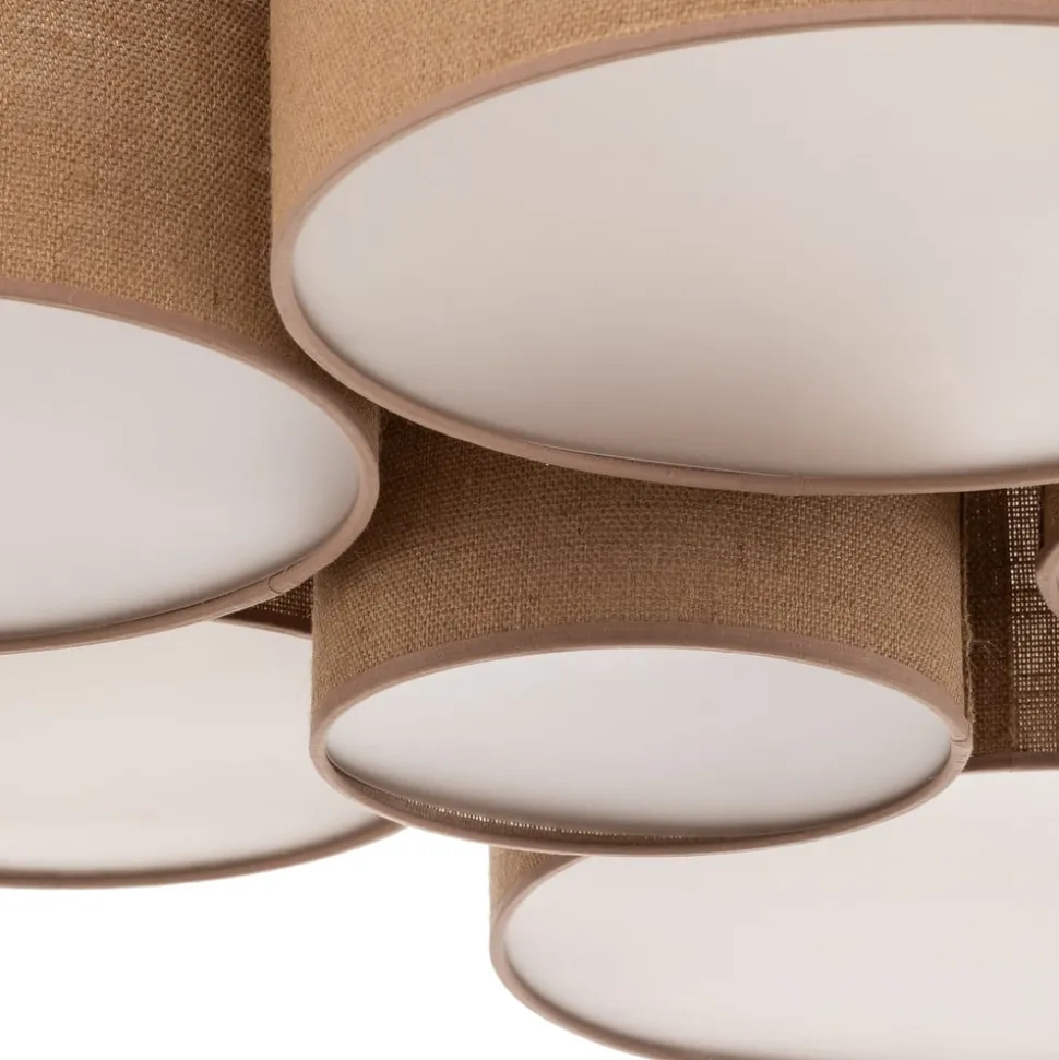 Euluna Lodge plafondlamp, 6-lamps, jute