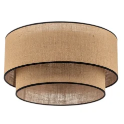 Euluna plafondlamp Boho jute & zwart, naturel/zwart, Ø45cm