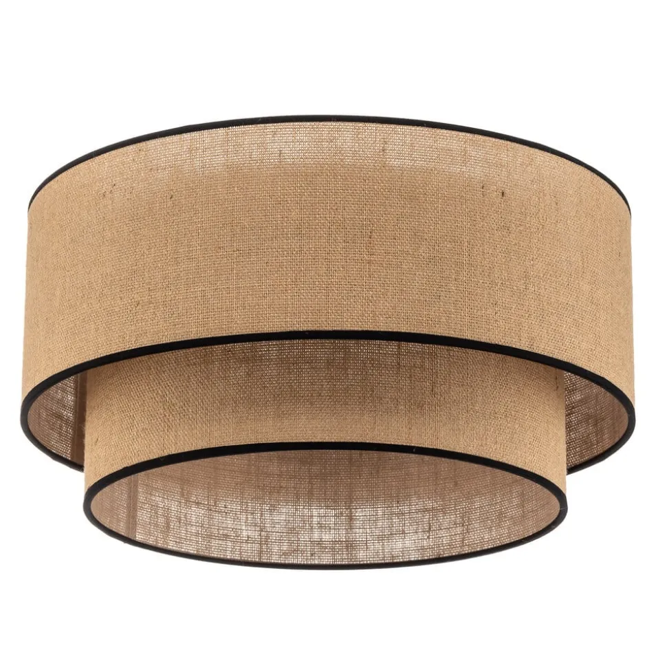 Euluna plafondlamp Boho jute & zwart, naturel/zwart, Ø45cm