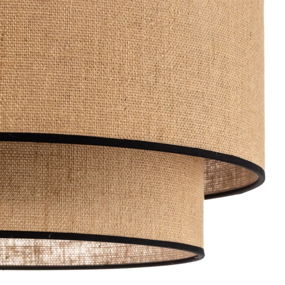 Euluna plafondlamp Boho jute & zwart, naturel/zwart, Ø45cm