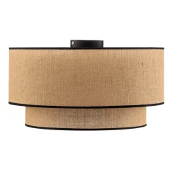 Euluna plafondlamp Boho jute & zwart, naturel/zwart, Ø45cm