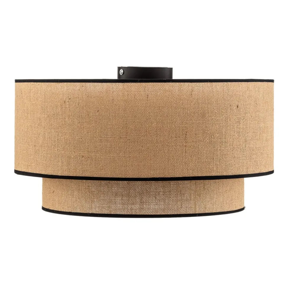 Euluna plafondlamp Boho jute & zwart, naturel/zwart, Ø45cm