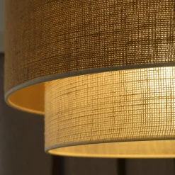 Euluna plafondlamp Boho jute, naturelbruin/wit, Ø 45 cm