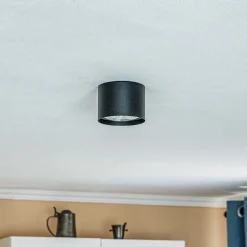 Euluna plafondspot Chloe, zwart, Ø 11,5 cm onbuigzaam staal