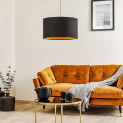 Euluna Roller hanglamp, zwart/goud, Ø 45 cm