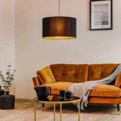 Euluna Roller hanglamp, zwart/goud, Ø 45 cm