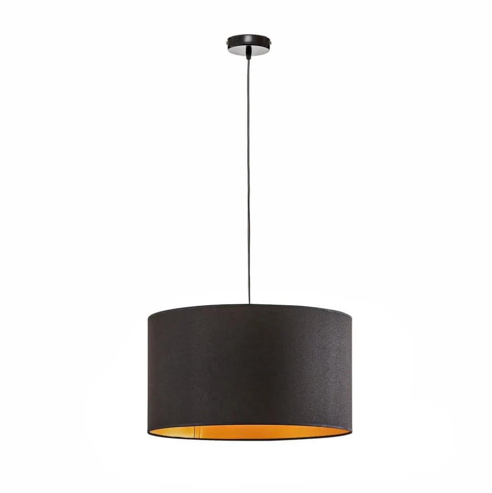 Euluna Roller hanglamp, zwart/goud, Ø 45 cm
