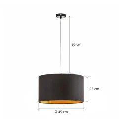 Euluna Roller hanglamp, zwart/goud, Ø 45 cm