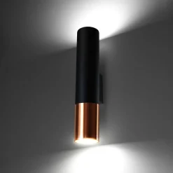 Euluna Thalassa wandlamp 2-lamps GU10 zwart/koper