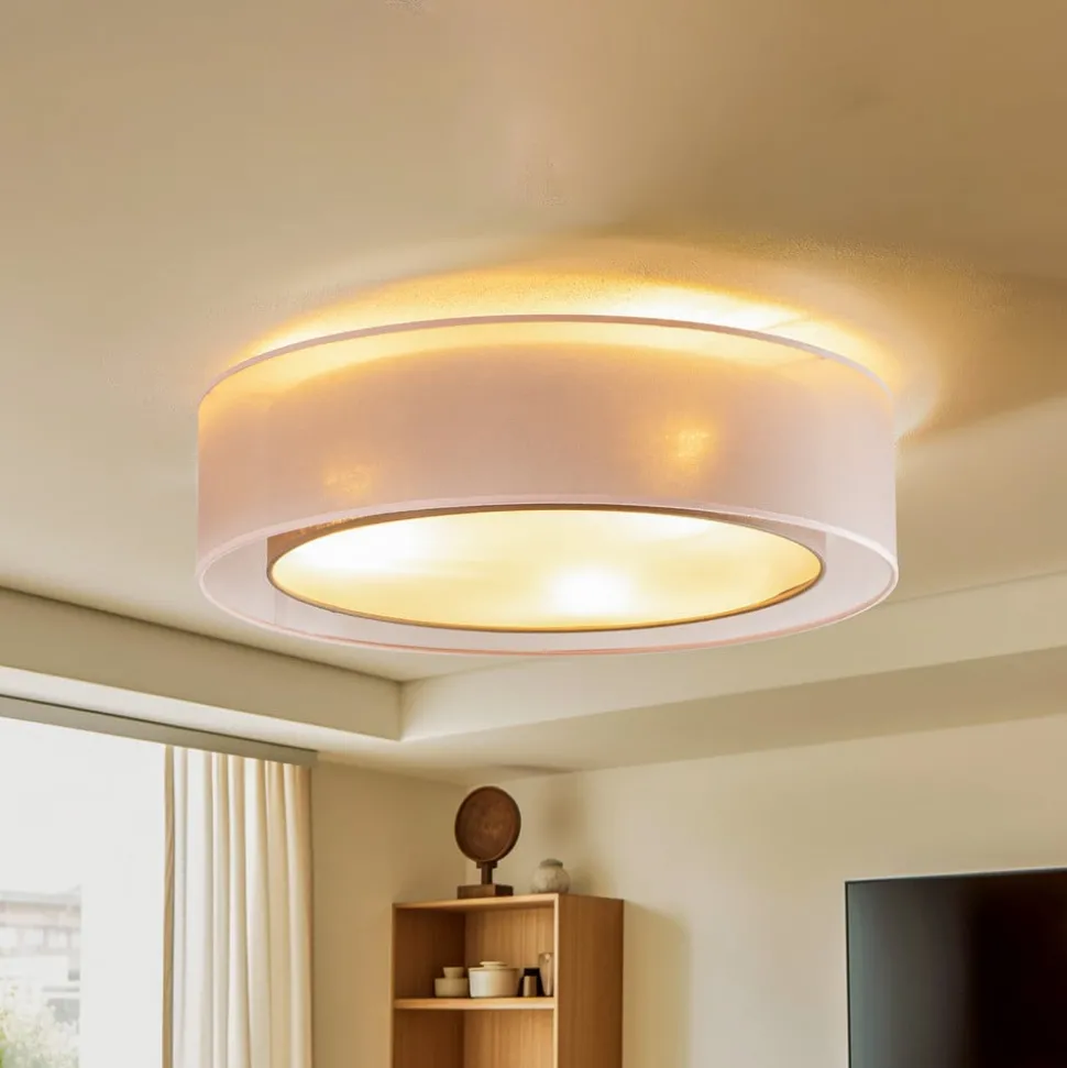 Euluna Tibu plafondlamp, textiel, Ø50cm, aardkleurig