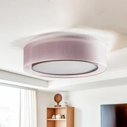 Euluna Tibu plafondlamp, textiel, Ø50cm, aardkleurig